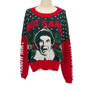Elf The Movie Christmas Sweater Green Red Buddy The Elf Graphic Large